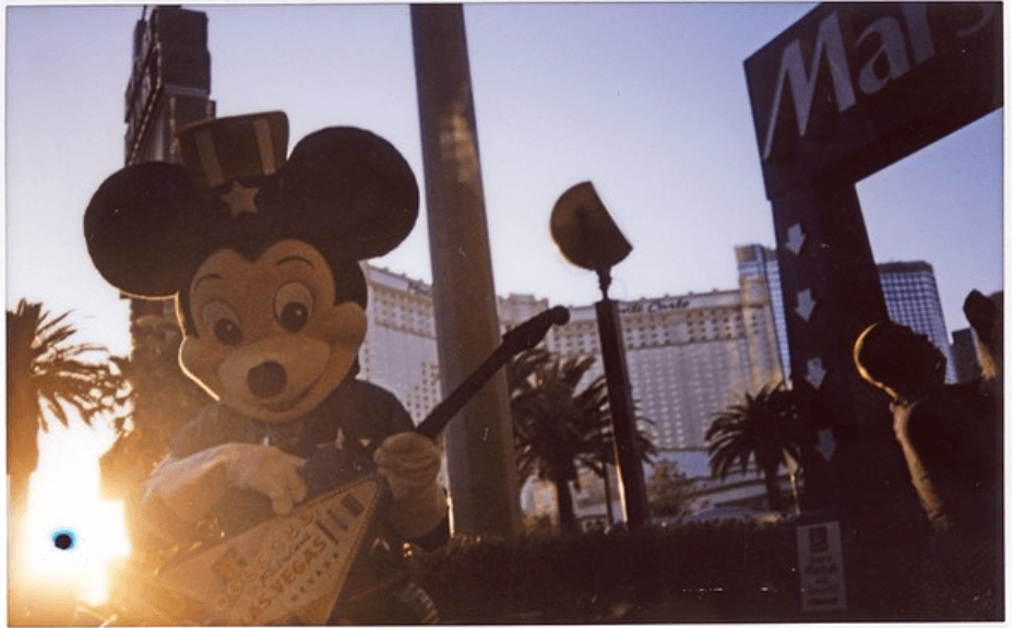 Mickey Mouse with electric guitar, #LasVegas.