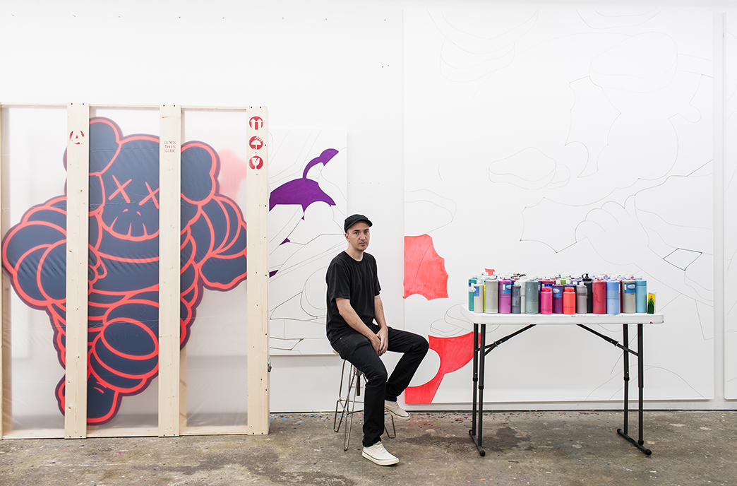 KAWS at his Williamsburg Studio