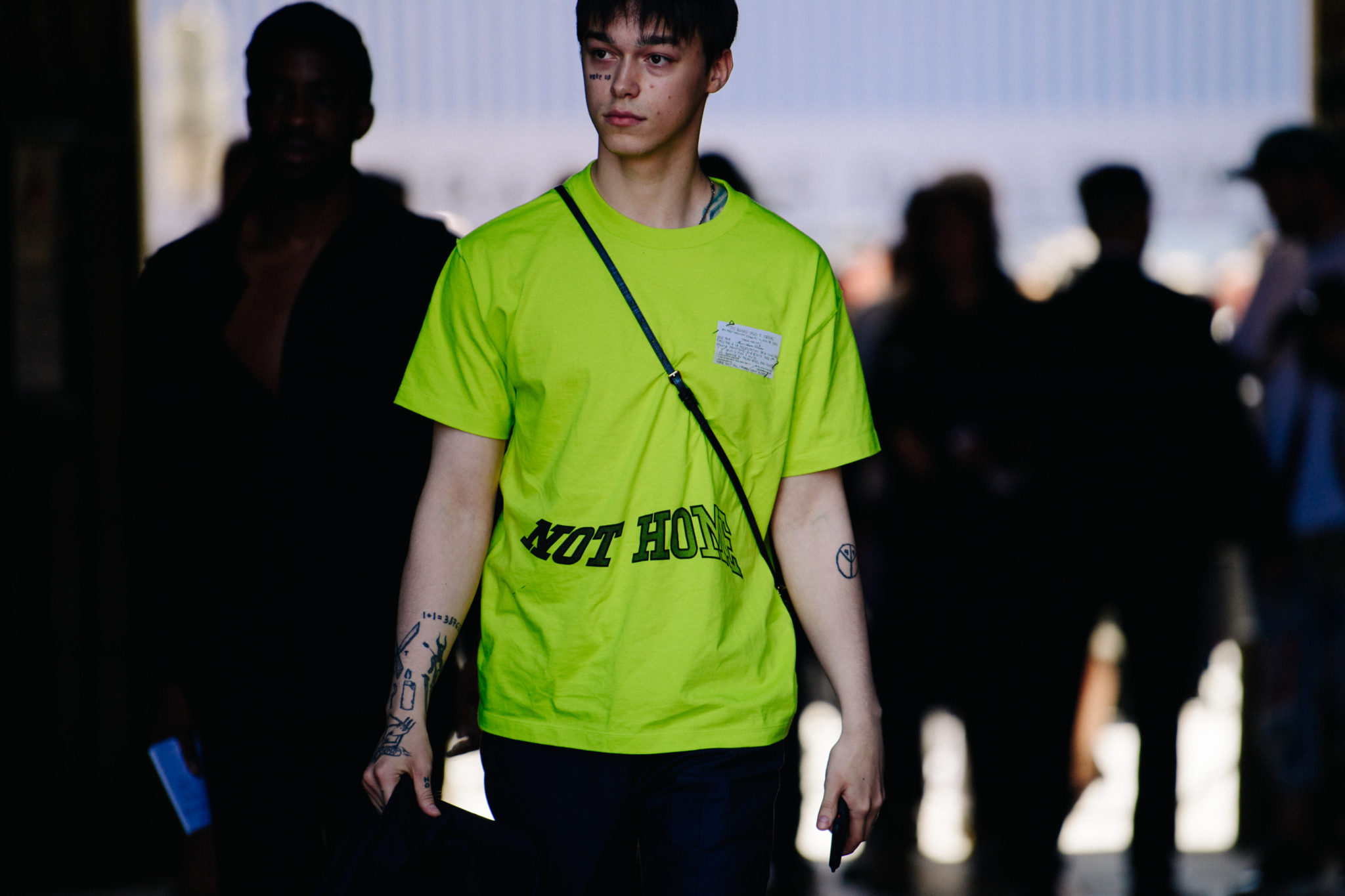 Russian model wearing yellow tee shirt